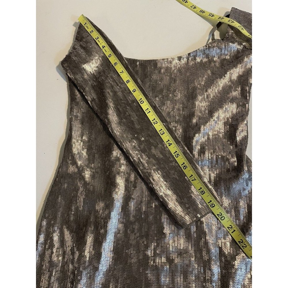 Express Dress Women Size Small Petite Pewter Bronze Sequins Mini Long Sleeve - Picture 9 of 11
